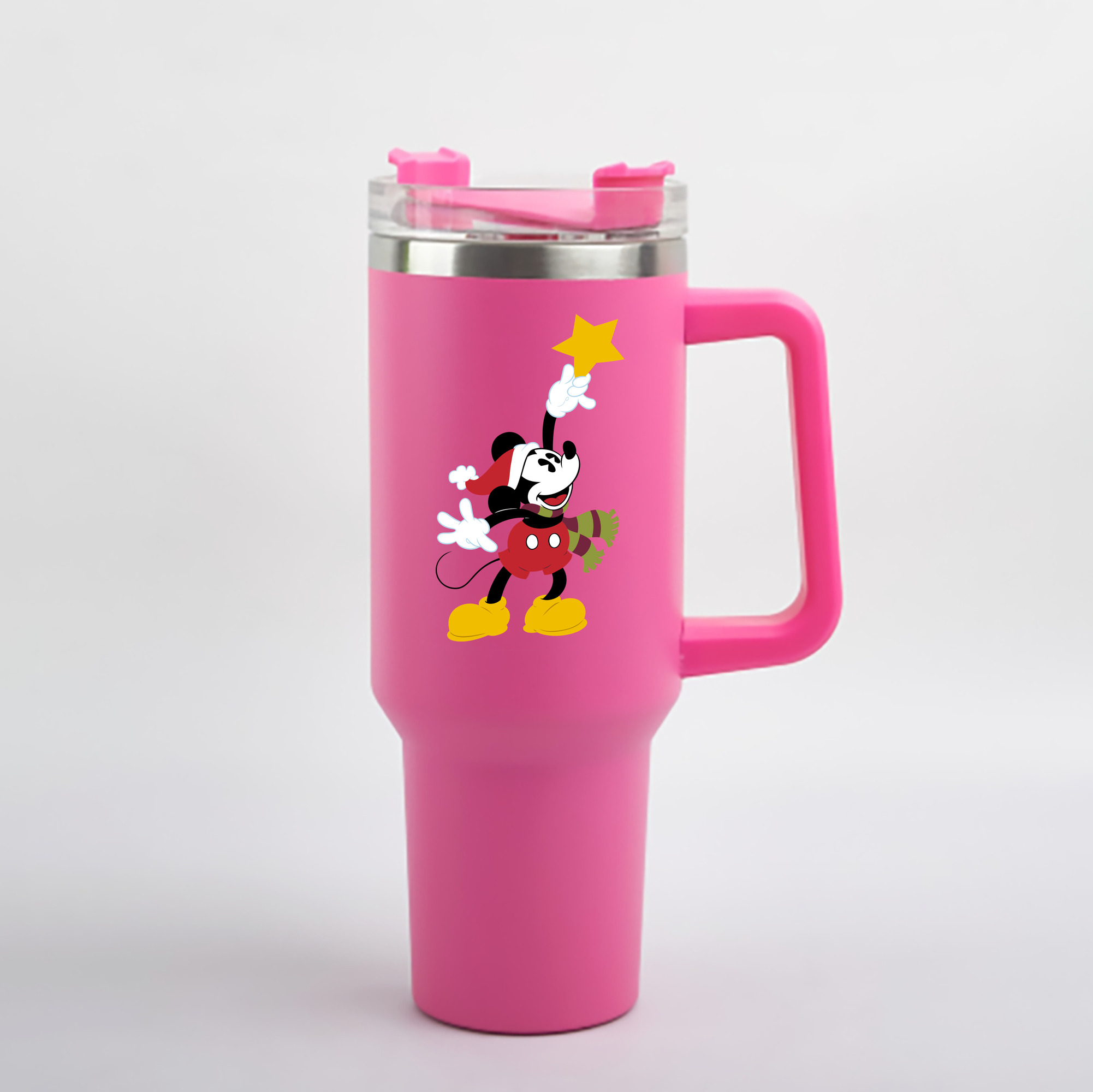 （画像用） ミッキーマウス Mickey Mouse 1200mL車用タンブラー - クリスタルステッカー（プラスチックストロー付き）